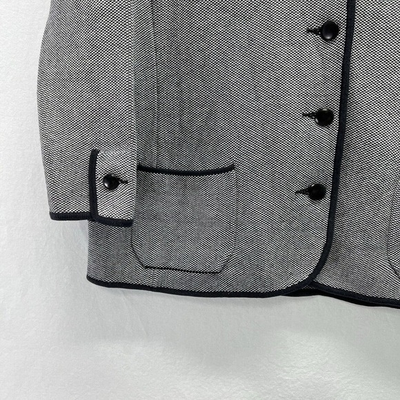 Talbots Blazer Size Medium Silk Cotton Blend Black White Contemporary Jacket - Picture 2 of 11